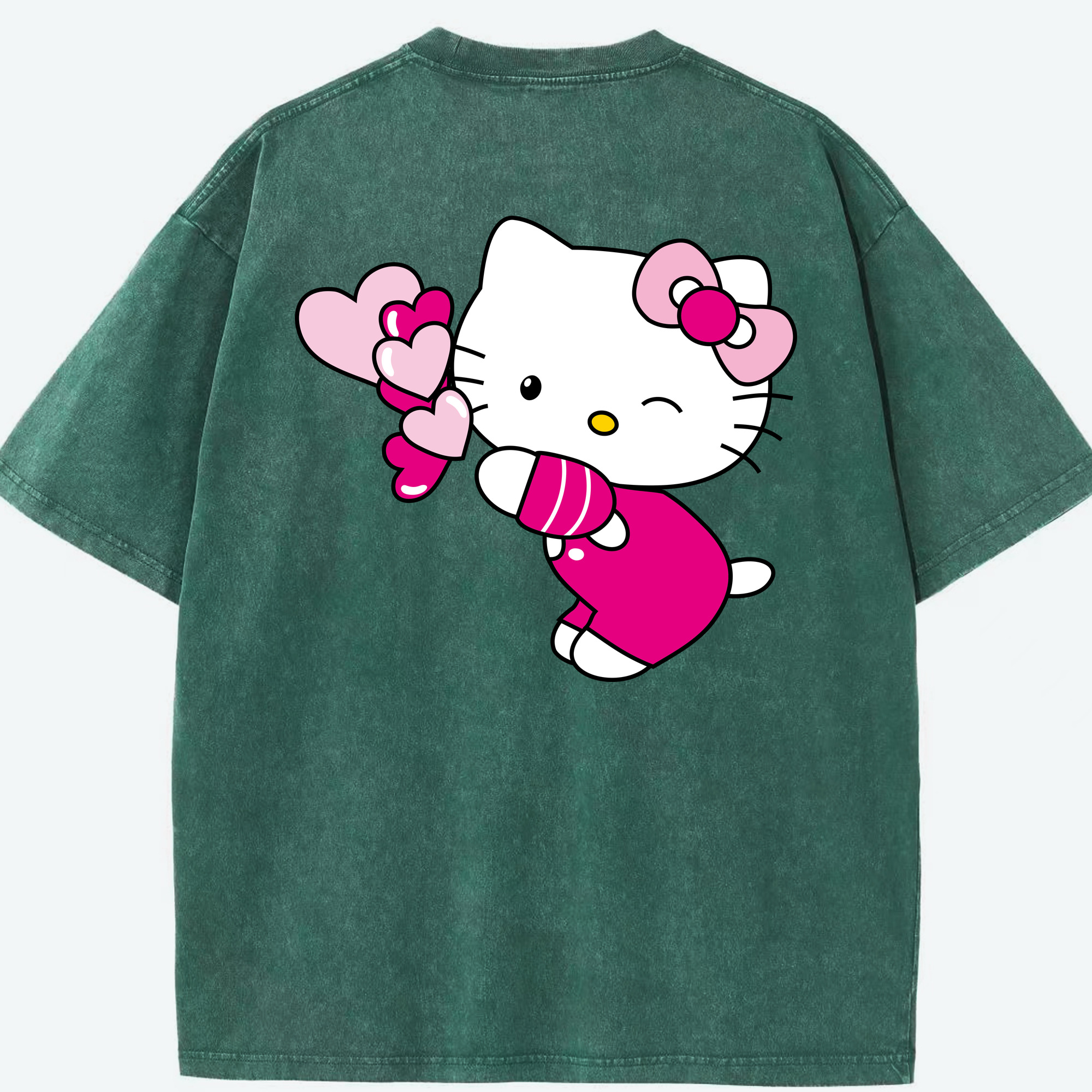 （画像用） Hello Kitty ハローキティ 綿100% ヴィンテージ風 半袖Tシャツ（背面プリント）